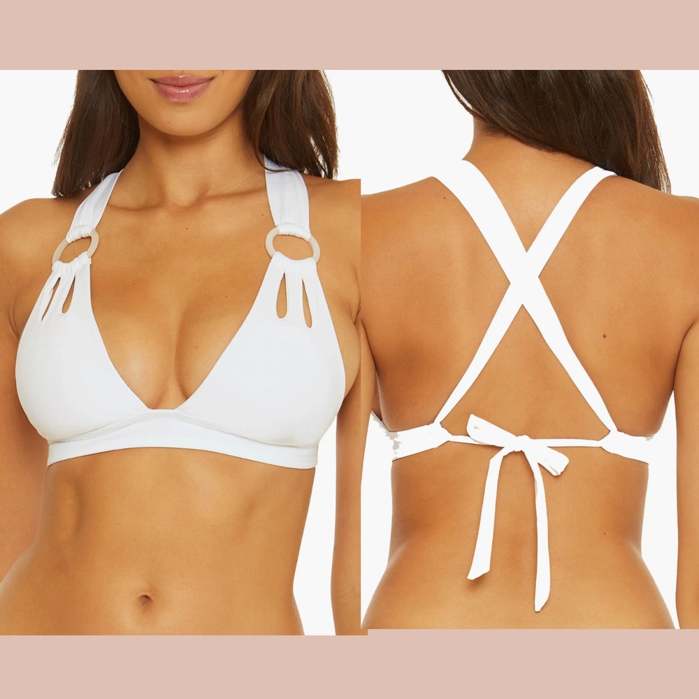 NWD $78 Becca [ Medium ] Color Code‎ O-Ring Bikini Top in White  #U1314